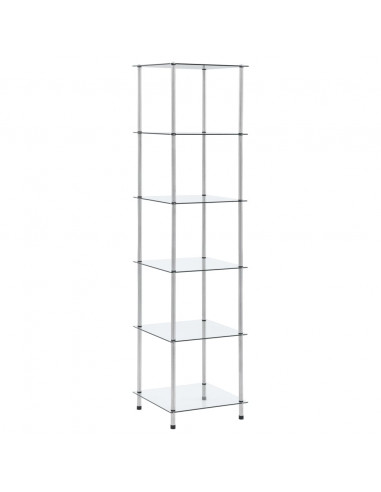 Scaffale a 6 Livelli Trasparente 40x40x160cm in Vetro Temperato