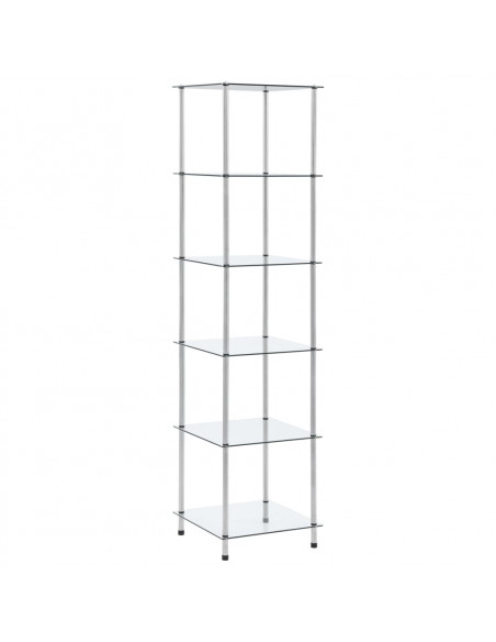 Scaffale a 6 Livelli Trasparente 40x40x160cm in Vetro Temperato