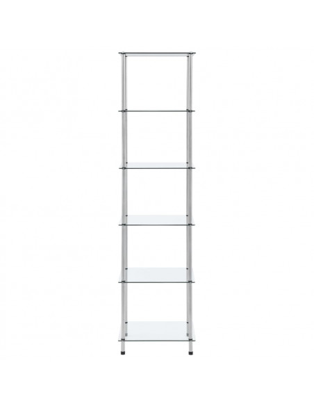 Scaffale a 6 Livelli Trasparente 40x40x160cm in Vetro Temperato