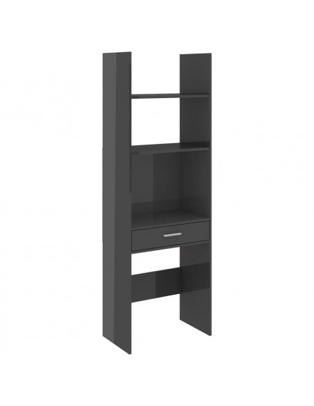 Libreria Grigio Lucido 60x35x180 cm in Legno Multistrato