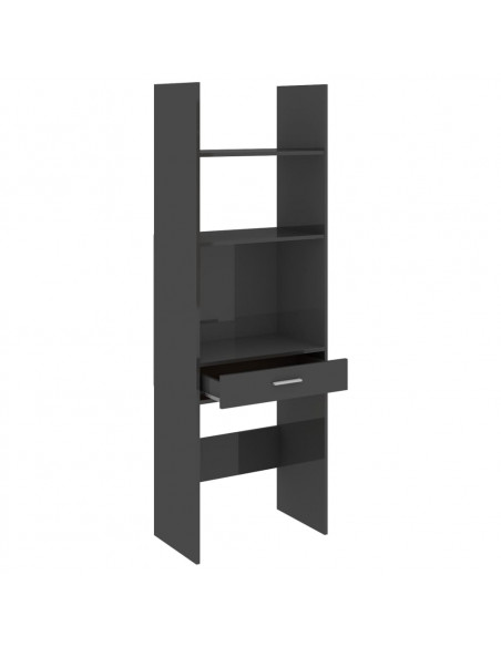 Libreria Grigio Lucido 60x35x180 cm in Legno Multistrato