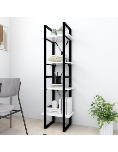 Libreria a 4 Ripiani Bianca 40x30x140 cm in Legno Multistrato