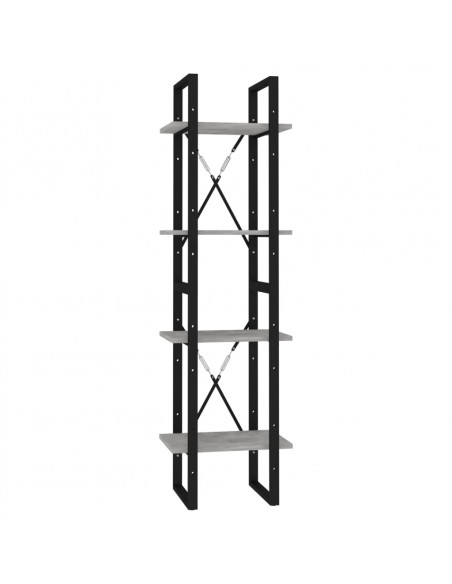 Libreria 4 Ripiani Grigio Cemento 40x30x140cm Legno Multistrato