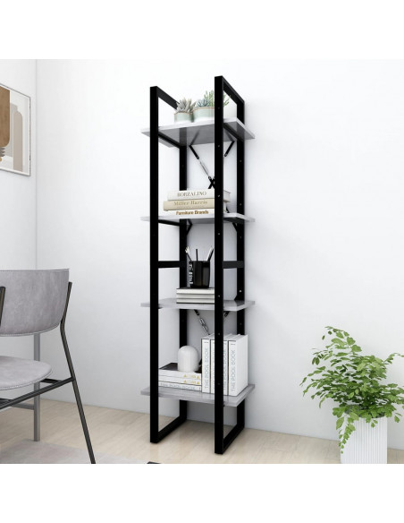 Libreria 4 Ripiani Grigio Cemento 40x30x140cm Legno Multistrato