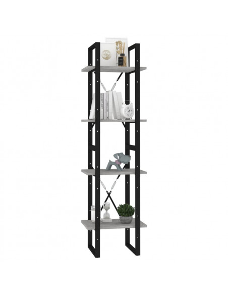 Libreria 4 Ripiani Grigio Cemento 40x30x140cm Legno Multistrato