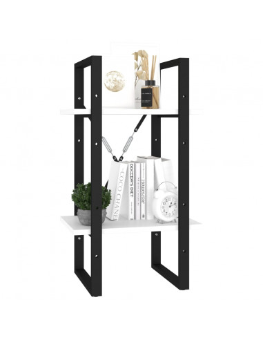 Libreria a 2 Ripiani Bianca 40x30x70 cm in Legno Multistrato