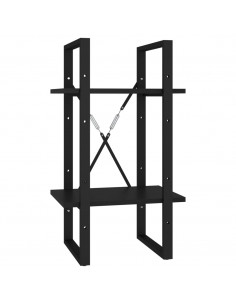 Libreria a 2 Ripiani Nera 40x30x70 cm in Legno Multistrato 2