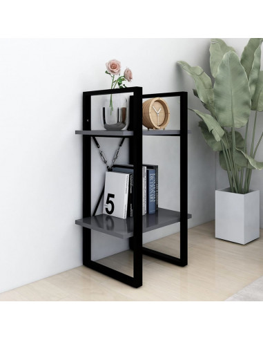 Libreria a 2 Ripiani Grigia 40x30x70 cm in Legno Multistrato