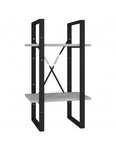 Libreria 2 Ripiani Grigio Cemento 40x30x70 cm Legno Multistrato 2