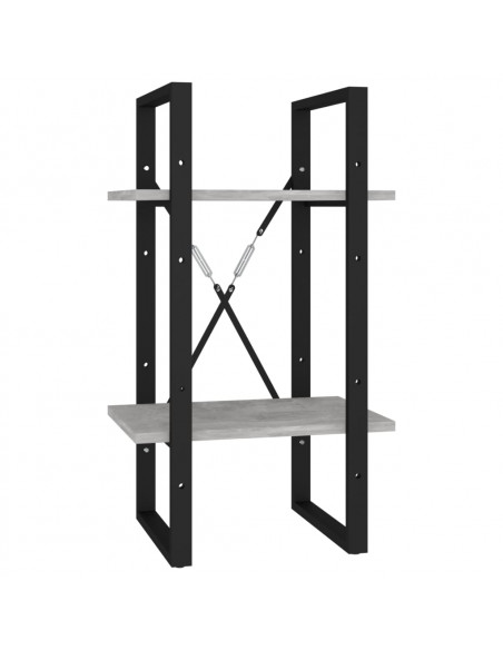 Libreria 2 Ripiani Grigio Cemento 40x30x70 cm Legno Multistrato