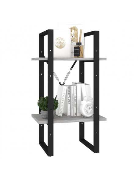 Libreria 2 Ripiani Grigio Cemento 40x30x70 cm Legno Multistrato