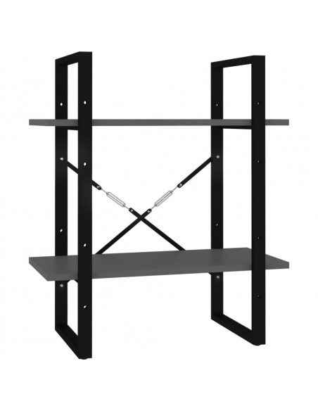 Libreria a 2 Ripiani Grigia 60x30x70 cm in Legno Multistrato