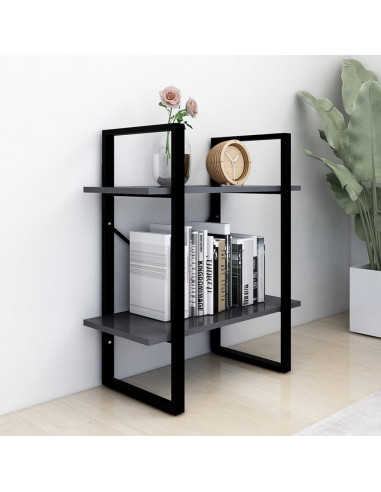 Libreria a 2 Ripiani Grigia 60x30x70 cm in Legno Multistrato