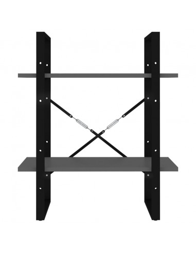 Libreria a 2 Ripiani Grigia 60x30x70 cm in Legno Multistrato