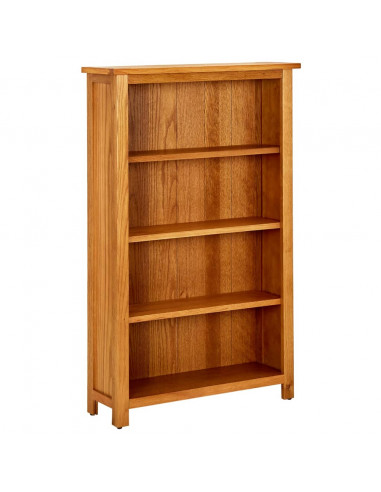 Libreria a 4 Ripiani 70x22x110 cm in Legno Massello di Rovere
