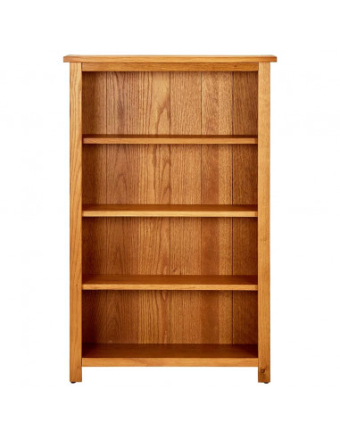 Libreria a 4 Ripiani 70x22x110 cm in Legno Massello di Rovere