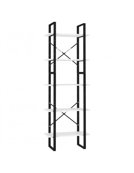 Libreria a 5 Ripiani Bianca 60x30x175 cm in Legno Multistrato