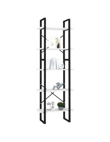 Libreria a 5 Ripiani Bianca 60x30x175 cm in Legno Multistrato