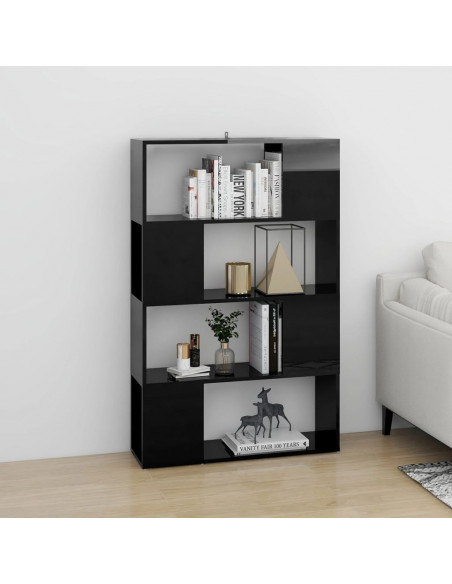 Libreria/Divisorio Nero Lucido 80x24x124,5 cm