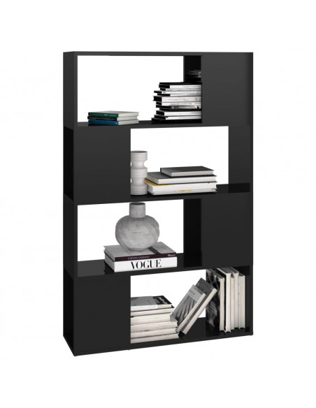 Libreria/Divisorio Nero Lucido 80x24x124,5 cm