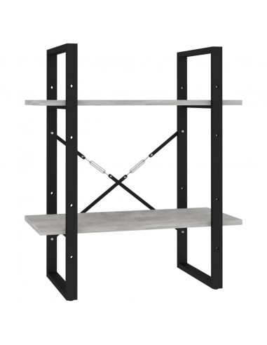 Libreria 2 Ripiani Grigio Cemento 60x30x70 cm Legno Multistrato