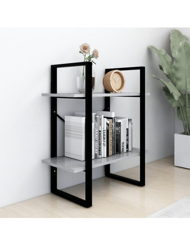 Libreria 2 Ripiani Grigio Cemento 60x30x70 cm Legno Multistrato