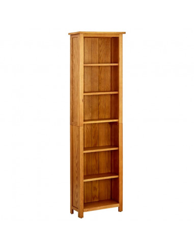 Libreria a 6 Ripiani 52x22x180 cm in Legno Massello di Rovere