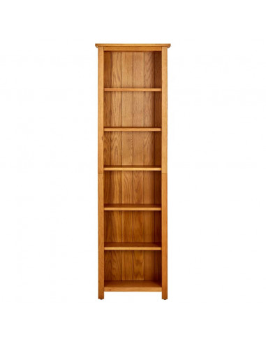 Libreria a 6 Ripiani 52x22x180 cm in Legno Massello di Rovere