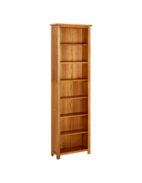 Libreria a 7 Ripiani 60x22x200 cm in Legno Massello di Rovere
