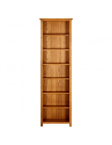 Libreria a 7 Ripiani 60x22x200 cm in Legno Massello di Rovere