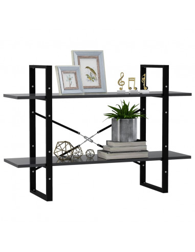 Libreria a 2 Ripiani Grigia 100x30x70 cm in Legno Multistrato
