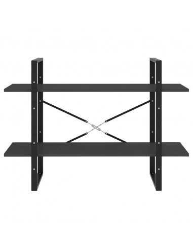 Libreria a 2 Ripiani Grigia 100x30x70 cm in Legno Multistrato