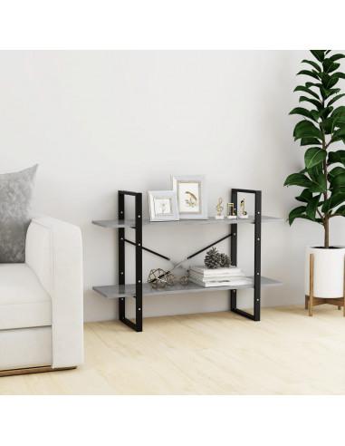 Libreria 2 Ripiani Grigio Cemento 100x30x70cm Legno Multistrato