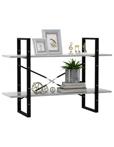 Libreria 2 Ripiani Grigio Cemento 100x30x70cm Legno Multistrato