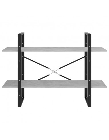 Libreria 2 Ripiani Grigio Cemento 100x30x70cm Legno Multistrato