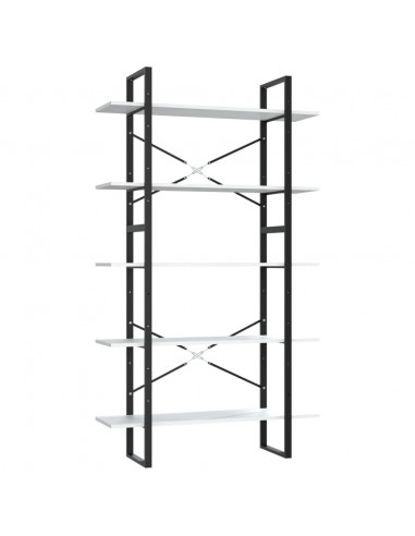 Libreria a 5 Ripiani Bianca 100x30x175 cm in Legno Multistrato