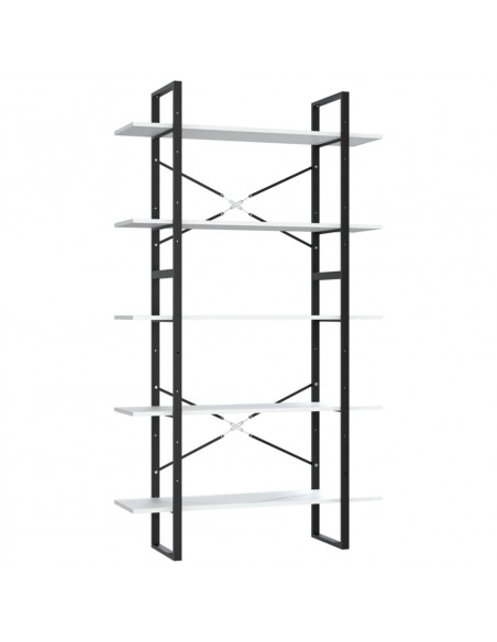 Libreria a 5 Ripiani Bianca 100x30x175 cm in Legno Multistrato