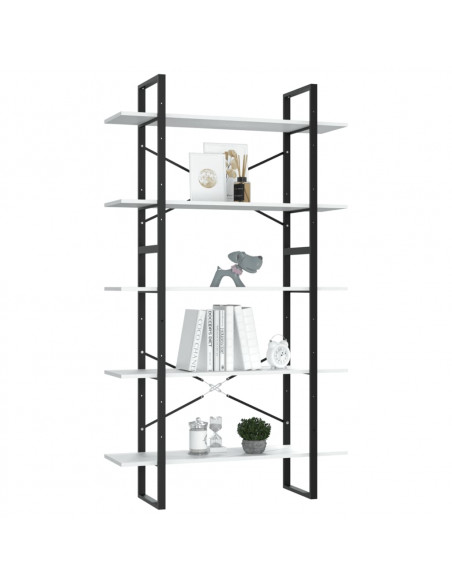 Libreria a 5 Ripiani Bianca 100x30x175 cm in Legno Multistrato