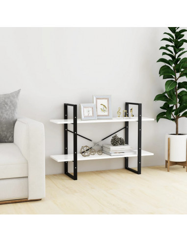 Libreria a 2 Ripiani Bianca 100x30x70 cm in Legno Multistrato