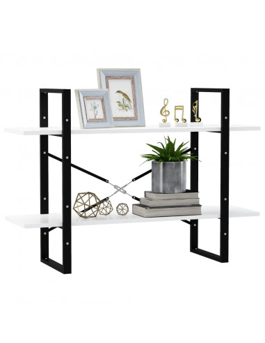 Libreria a 2 Ripiani Bianca 100x30x70 cm in Legno Multistrato