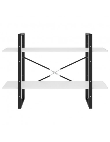 Libreria a 2 Ripiani Bianca 100x30x70 cm in Legno Multistrato