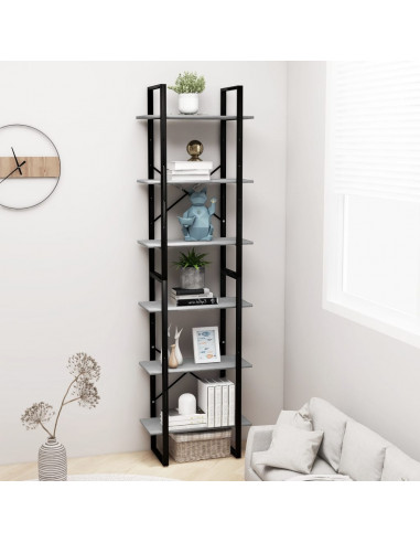 Scaffale Grigio Cemento 60x30x210 cm in Legno Multistrato