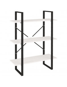 Libreria a 3 Ripiani Bianca 80x30x105 cm in Massello di Pino 2