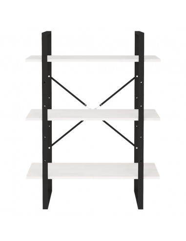 Libreria a 3 Ripiani Bianca 80x30x105 cm in Massello di Pino