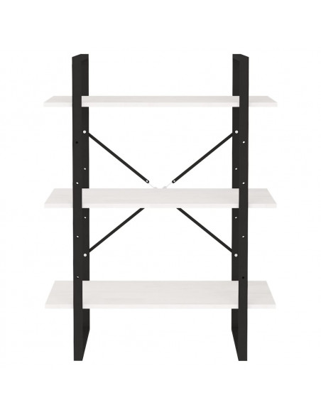 Libreria a 3 Ripiani Bianca 80x30x105 cm in Massello di Pino