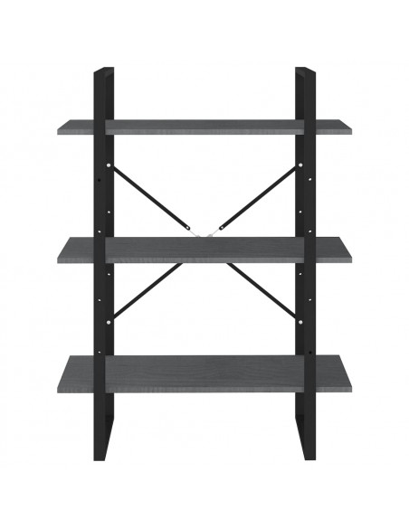 Libreria a 3 Ripiani Grigia 80x30x105 cm in Massello di Pino