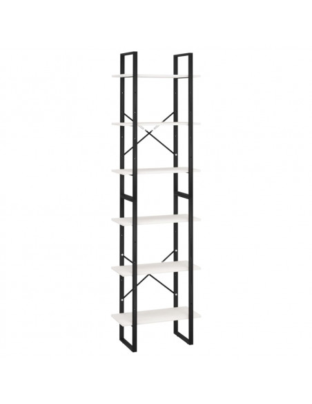 Scaffale Bianco 60x30x210 cm in Legno Massello di Pino