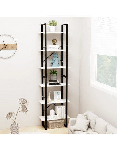 Scaffale Bianco 60x30x210 cm in Legno Massello di Pino