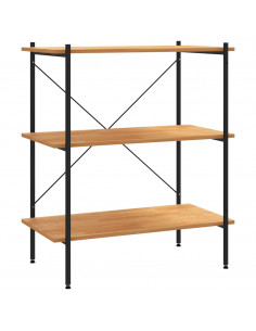 Scaffale con 3 Mensole Nero e Rovere 80x40x92 cm 2