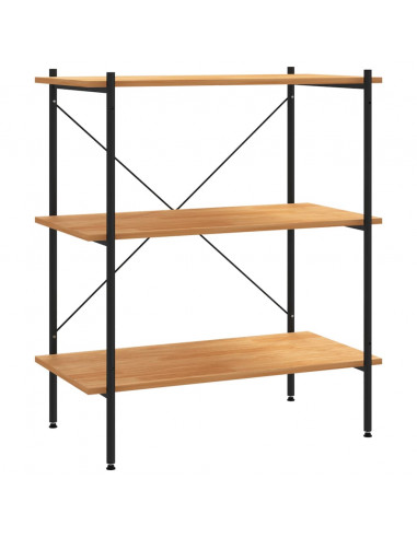 Scaffale con 3 Mensole Nero e Rovere 80x40x92 cm